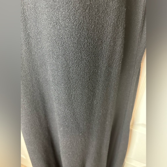 EILEEN FISHER 100% Wool Crepe Midi Dress Black Knit Pullover Handkerchief Hem - Picture 8 of 13